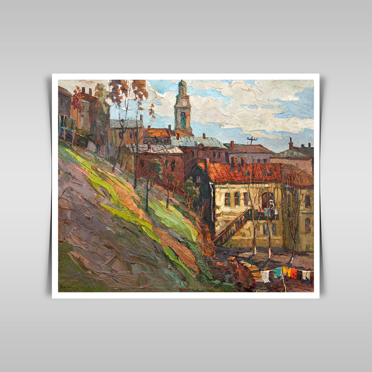 “Cityscape in Oil on Canvas: A Glimpse of Urban Beauty.”