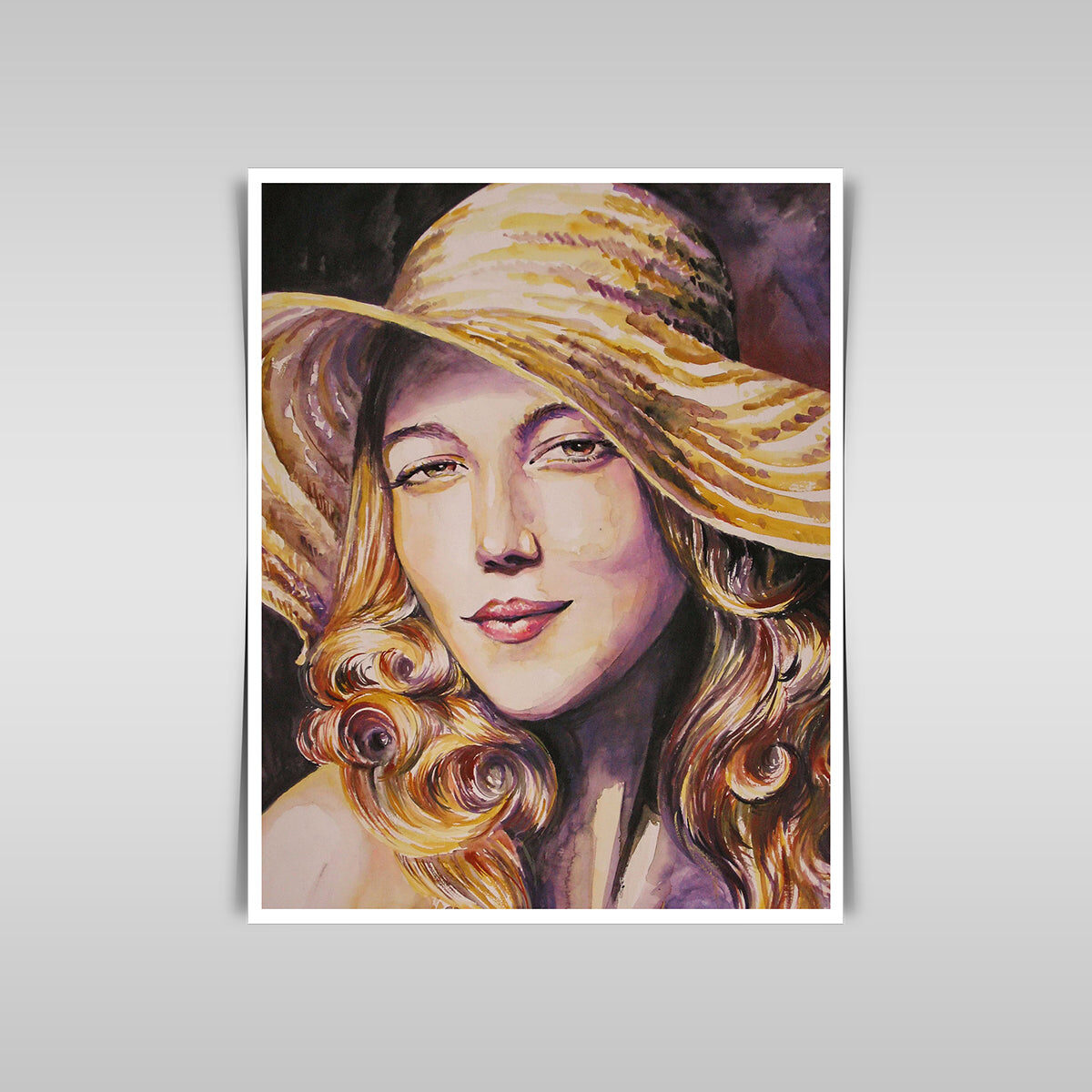 “Watercolor Beauty: A Portrait of a Beautiful Woman, Crafted by Me.”