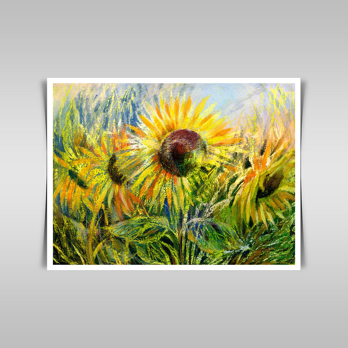 “Gouache Sunflowers: A Vivid Artwork on Paper.”