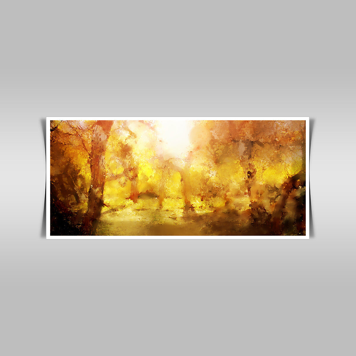“Autumn’s Palette: Abstract Painting of a Colorful Forest with Yellow Leaves.”
