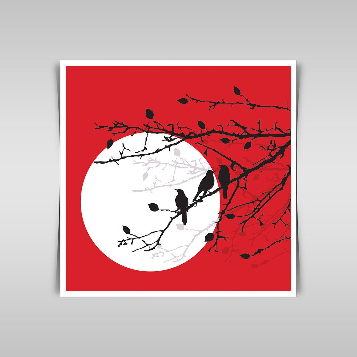 “Silhouetted Birds on Moonlit Branches: A Captivating Vector Artwork.”