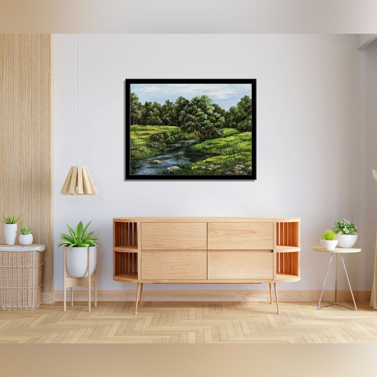 “Summer in Siberia: An Oil Painting on Canvas Depicting Scenic Beauty.”