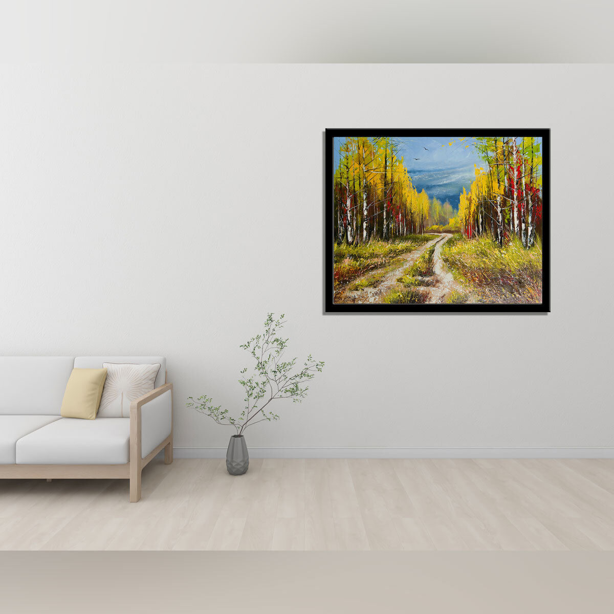 “Golden Autumn: An Oil Painting Capturing the Season’s Radiance.”