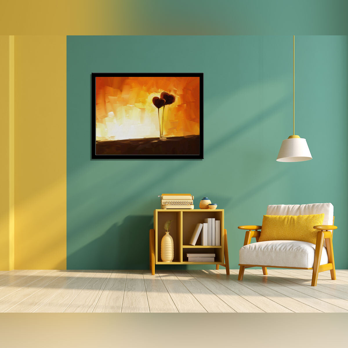 “Love Balloons at Sunset: A Digital Painting with Oil Brush Texture.”