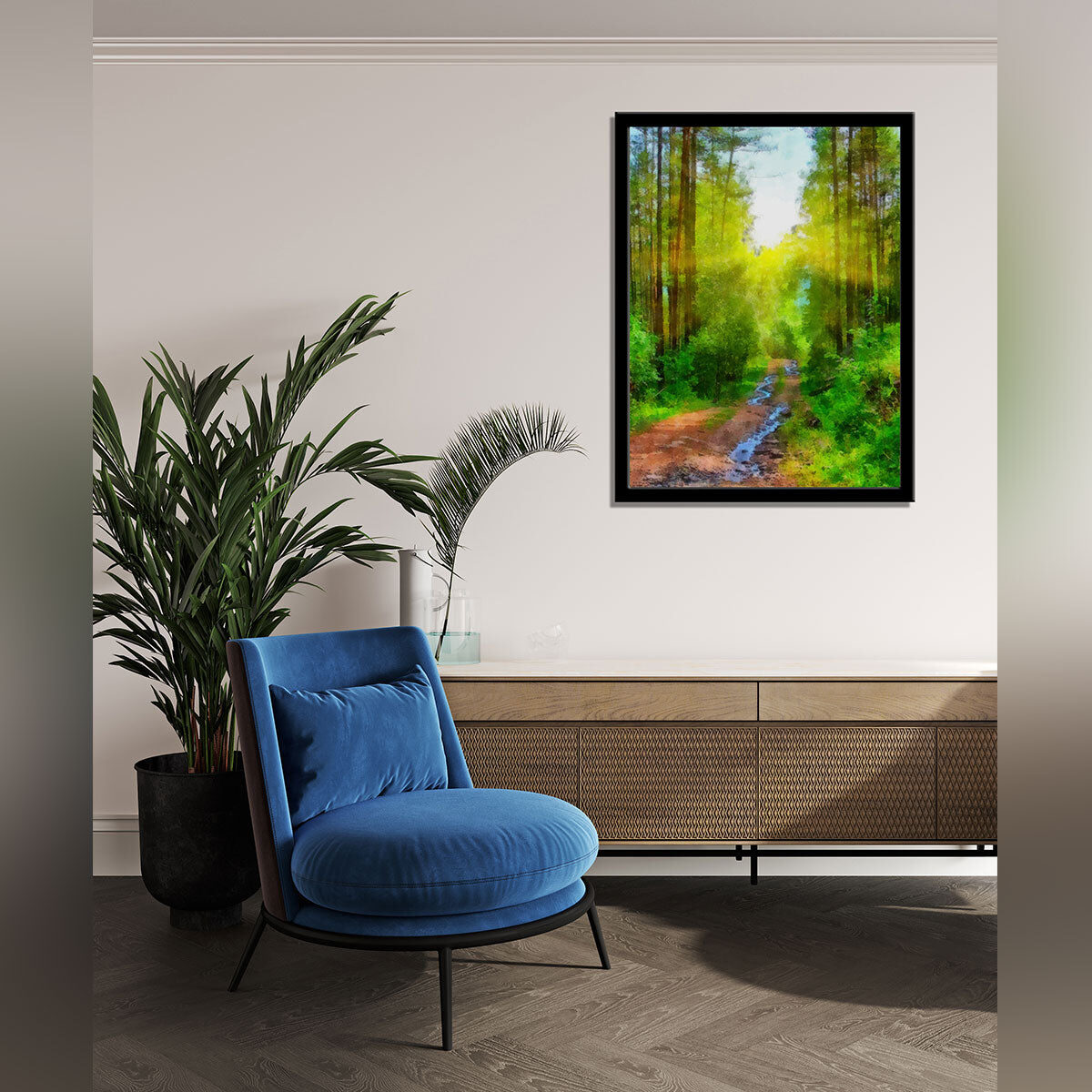 “Sunny Summer Landscape: A Digital Painting’s Vibrant Interpretation.”