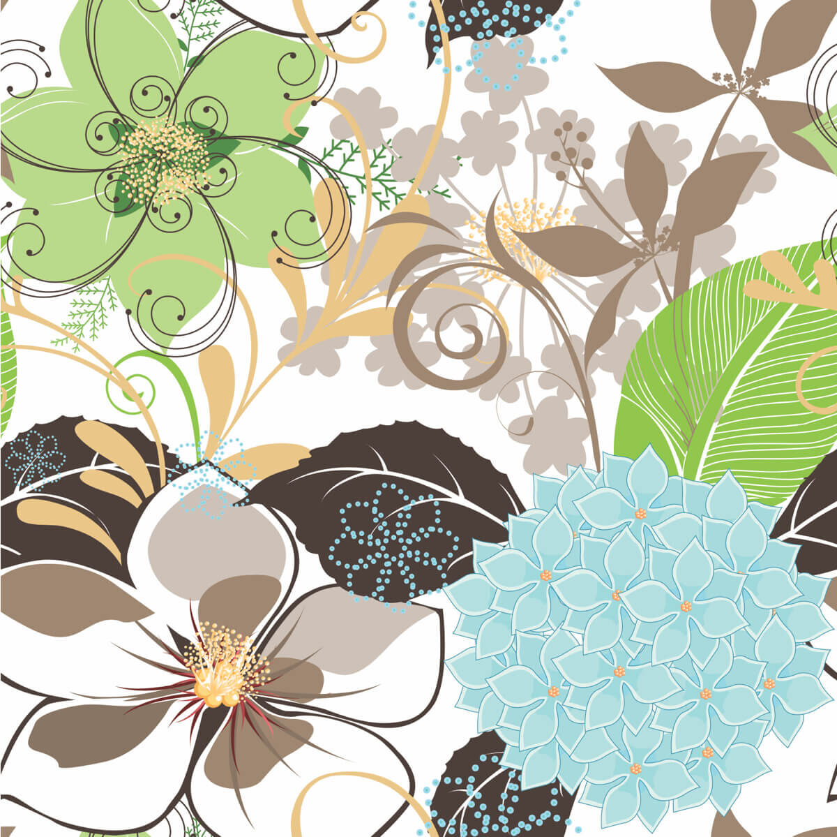 Fresh Botanical Floral Pattern Art