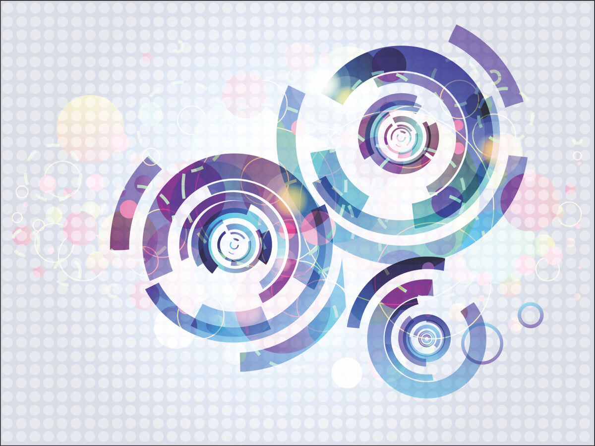 Futuristic Abstract Circle Stretch Ceiling – Modern Digital Art Design