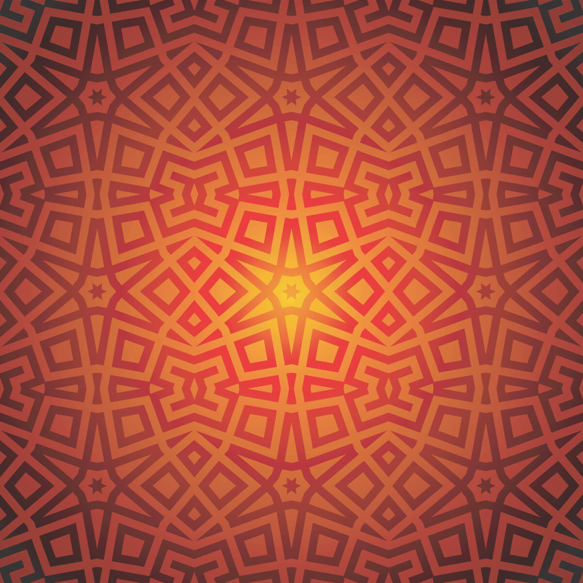 Geometric Radiant Pattern in Warm Sunset Tones