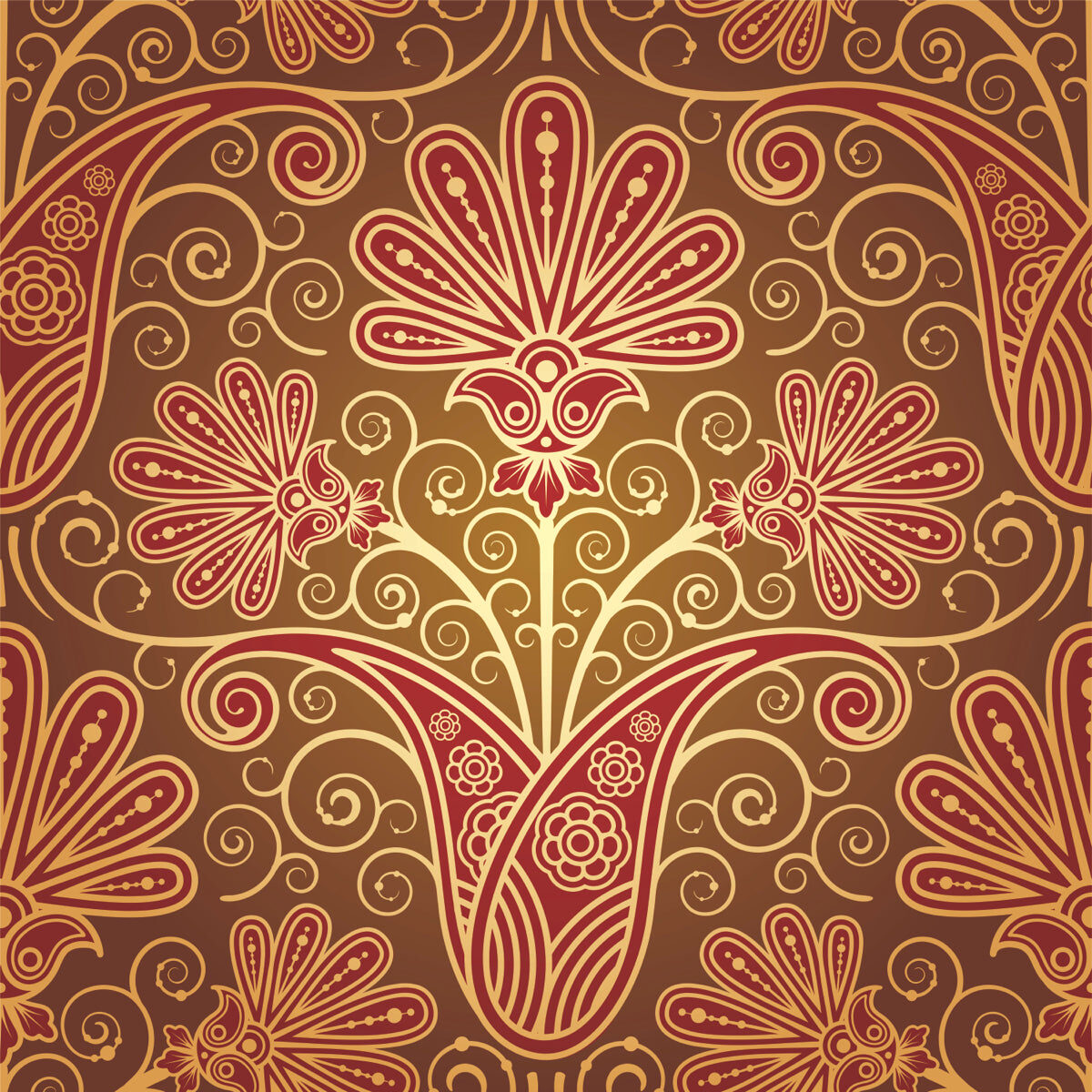 Golden Floral Traditional Ornamental Pattern