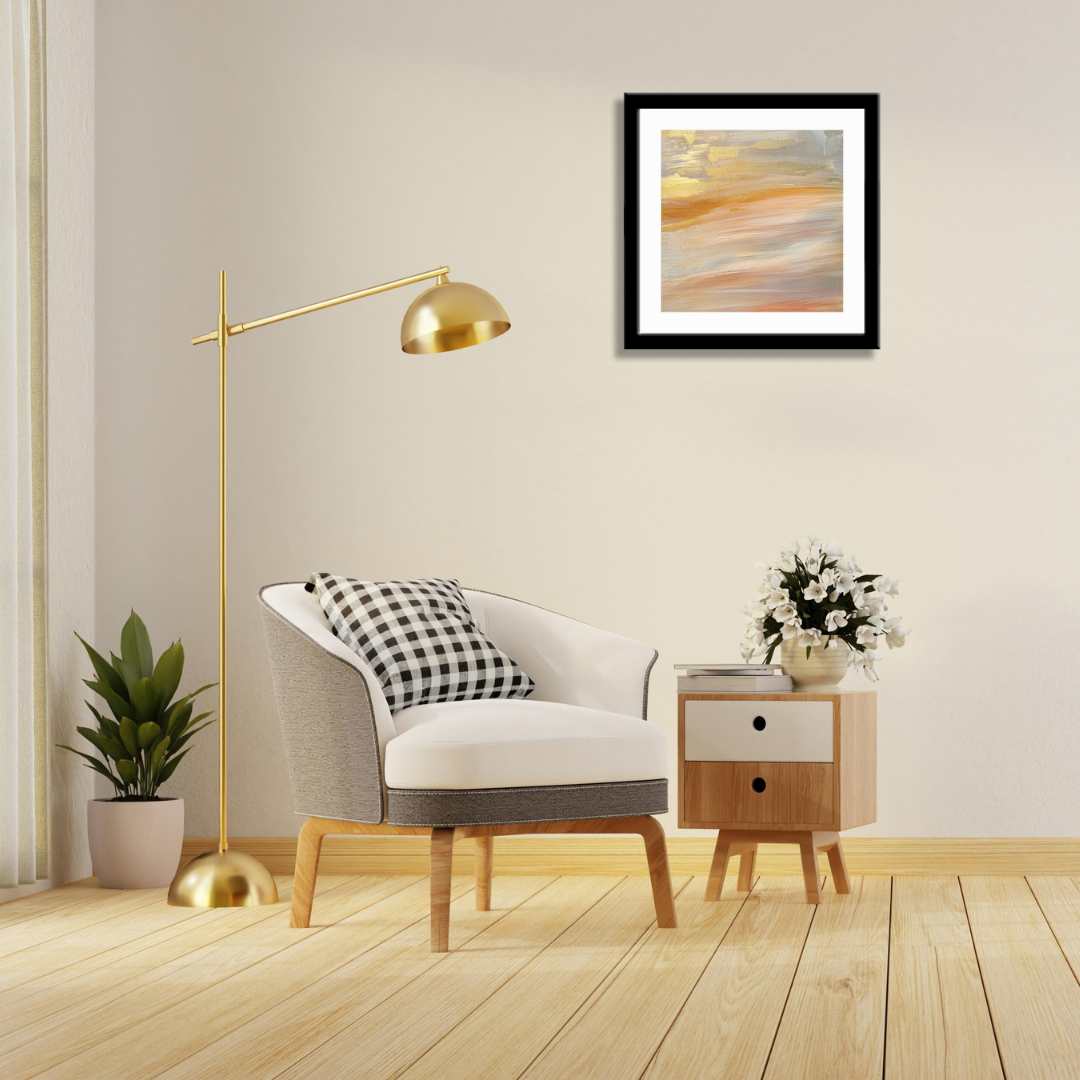 Golden Horizon Abstract Sunset Canvas Painting