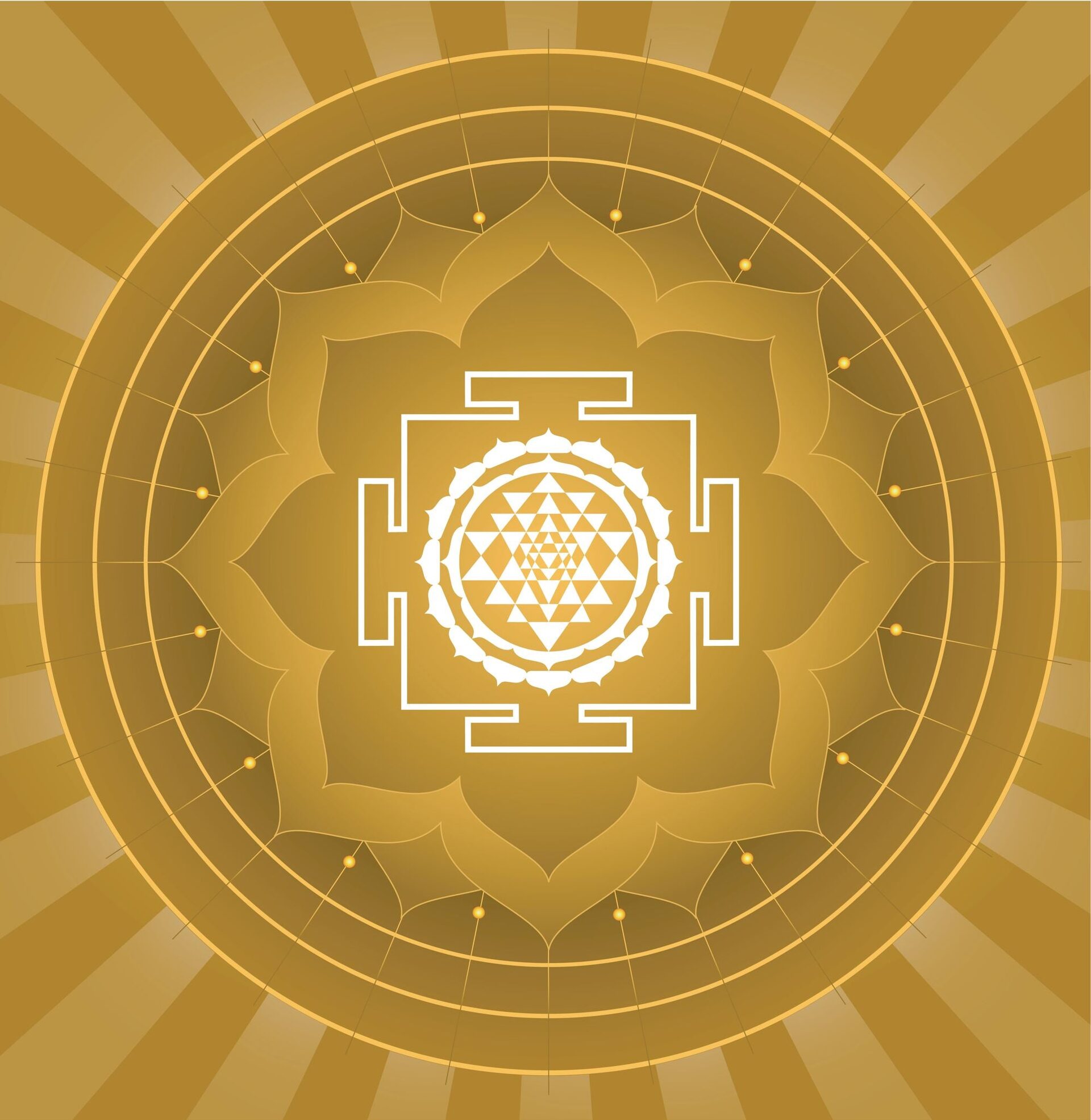Golden Sri Yantra Mandala with Divine Geometry