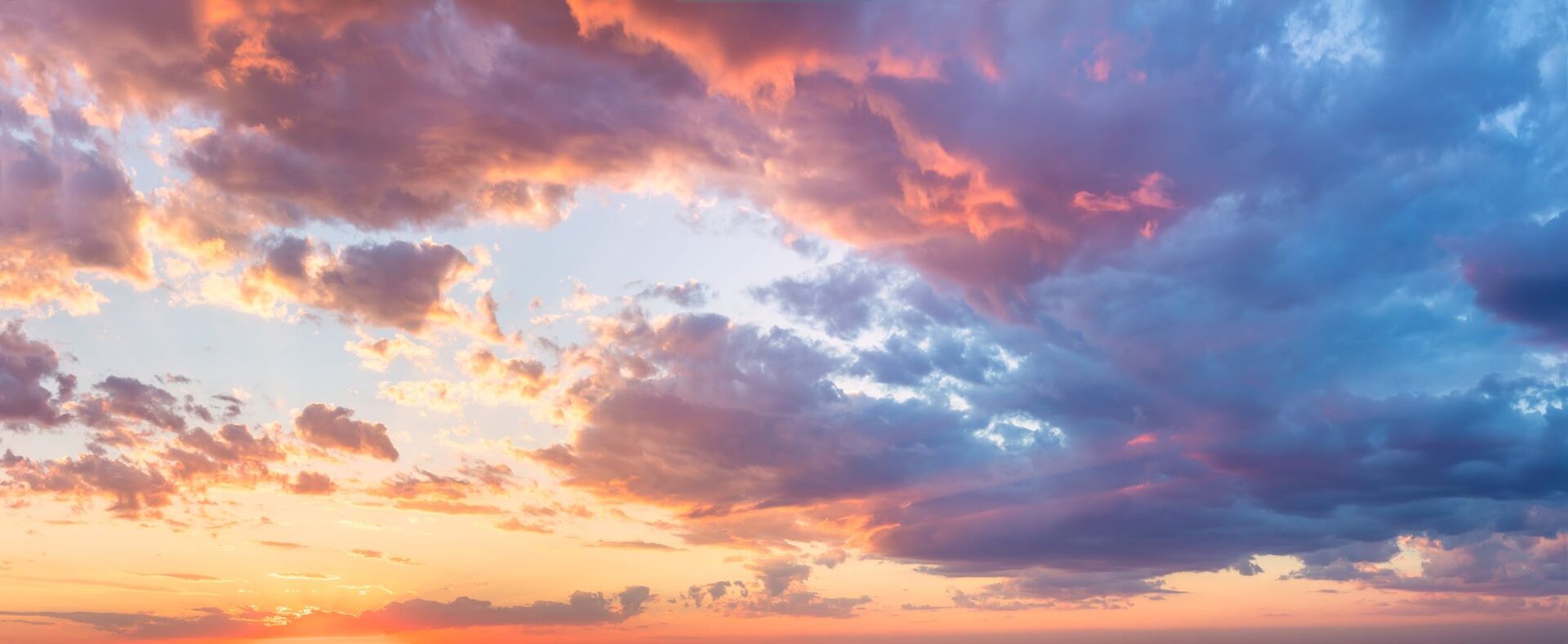 Golden Sunset with Colorful Clouds