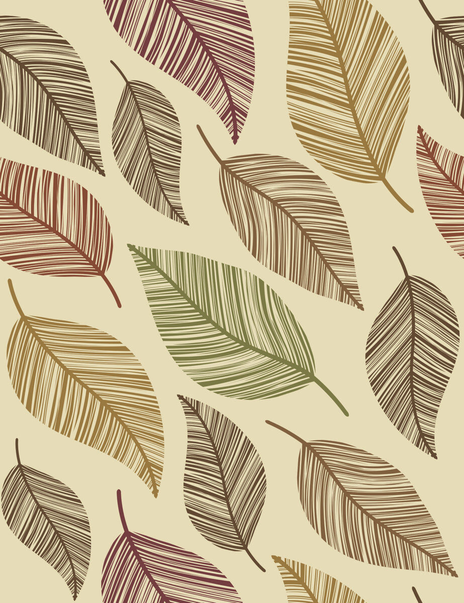 Hand-Drawn Autumn Leaves Pattern on Beige