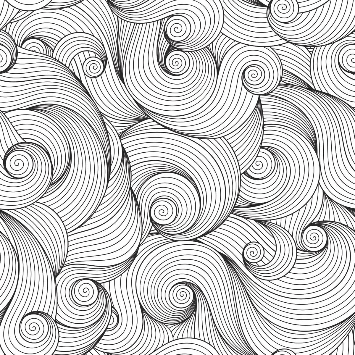 Hand-Drawn Black Swirl Line Art Pattern