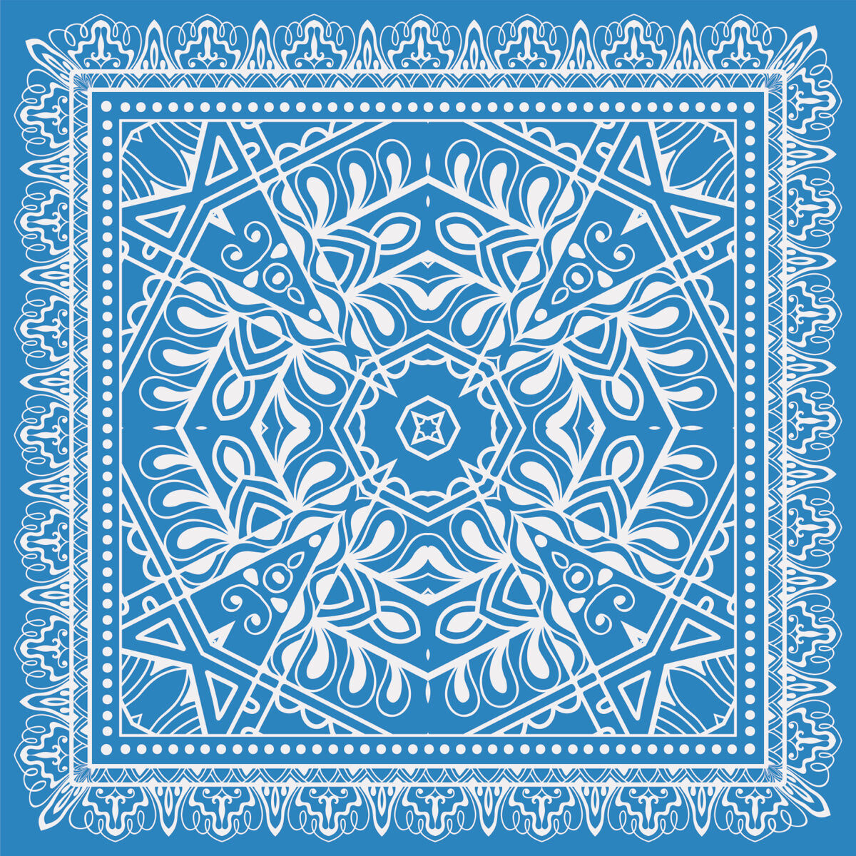 Intricate Blue & White Mandala Pattern Design