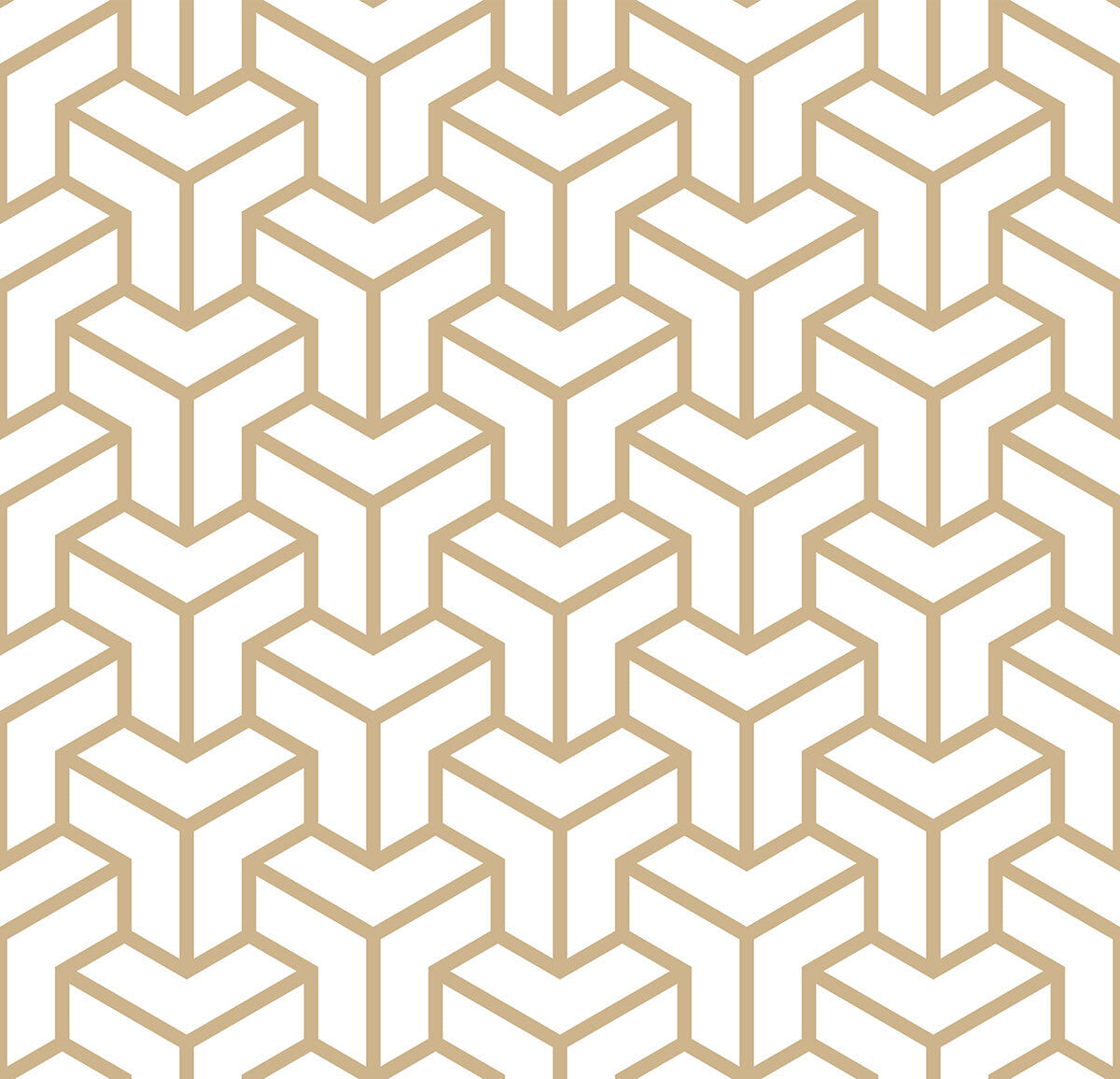 Luxury Gold Geometric Stretch Ceiling – Modern Cube Pattern Design