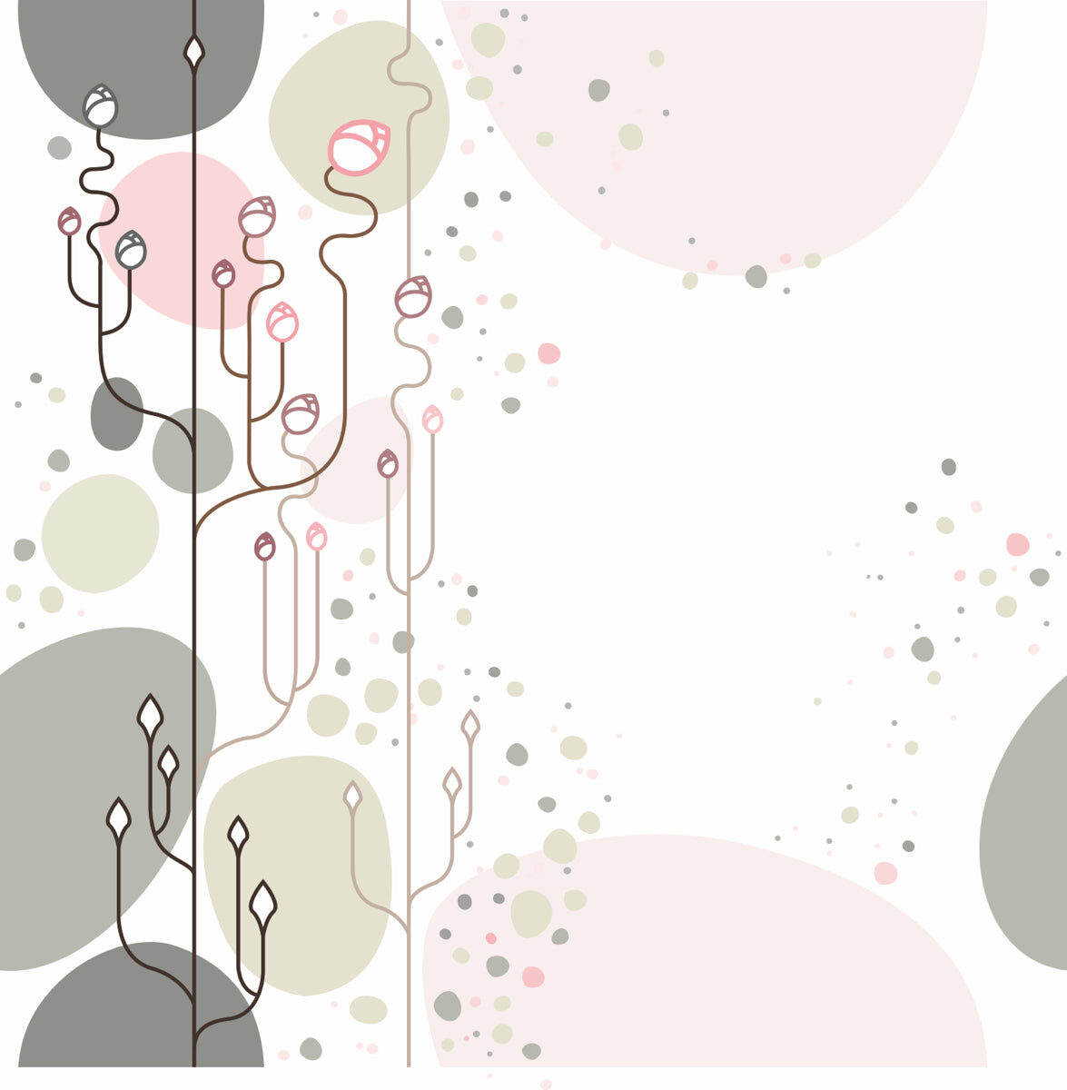 Minimal Botanical Abstract Art with Soft Tones