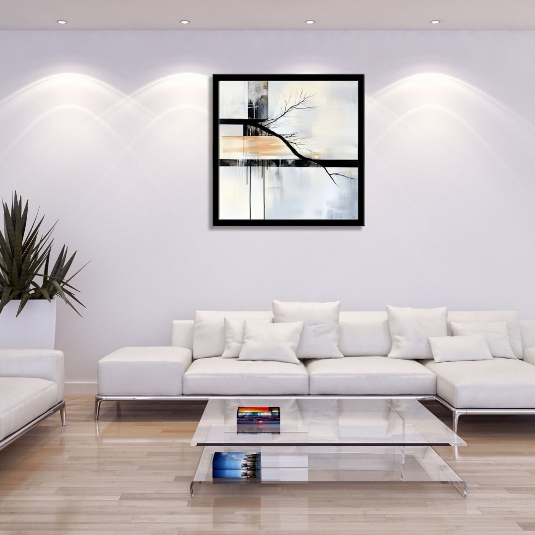 Minimalist Abstract Tree Wall Art – Modern Framed Painting