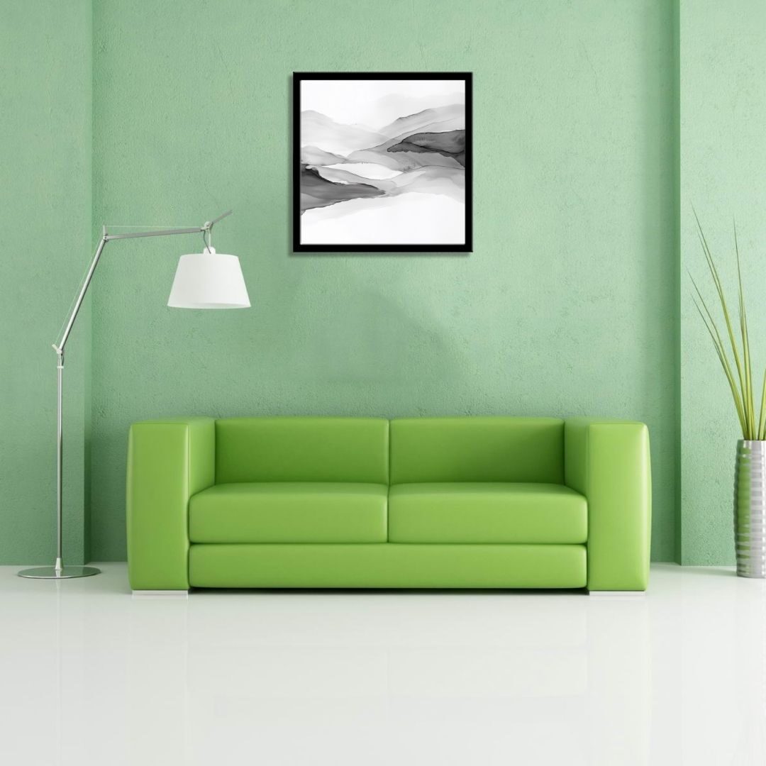 Minimalist Black & White Abstract Landscape – Framed Art