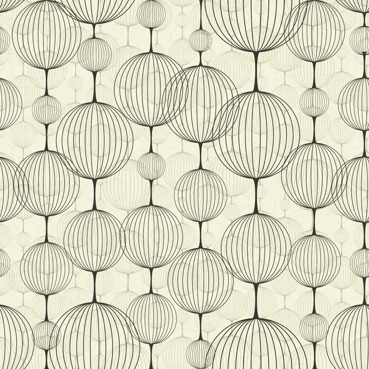 Minimalist Geometric Cage Pattern Wallpaper