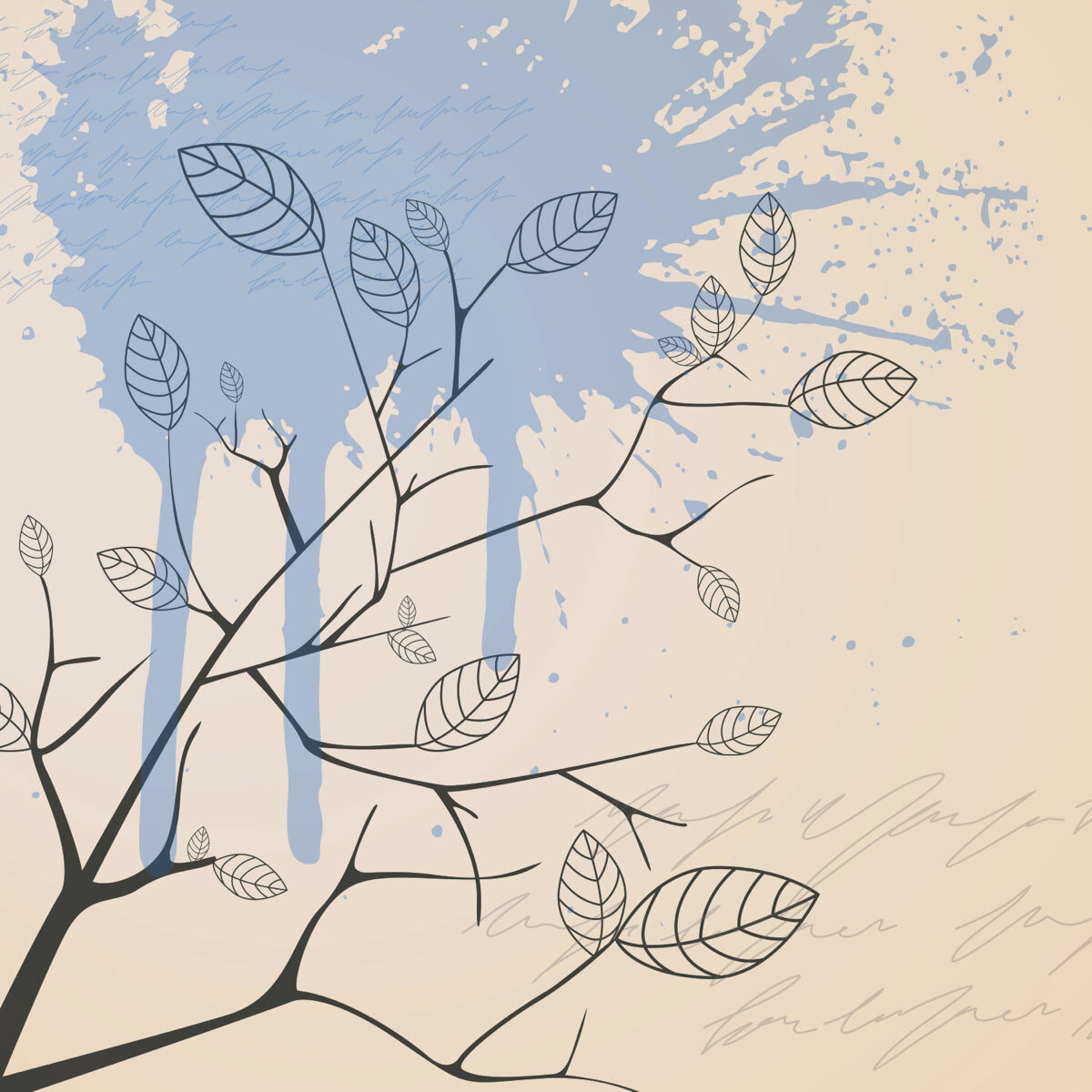 Minimalist Leaf Sketch Stretch Ceiling – Soft Nature-Inspired Design