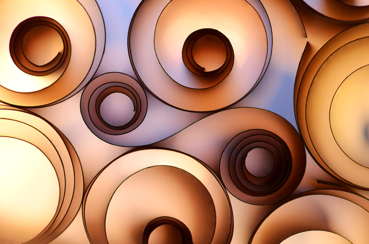 Modern Earth-Tone Circular Abstract Stretch Ceiling Design