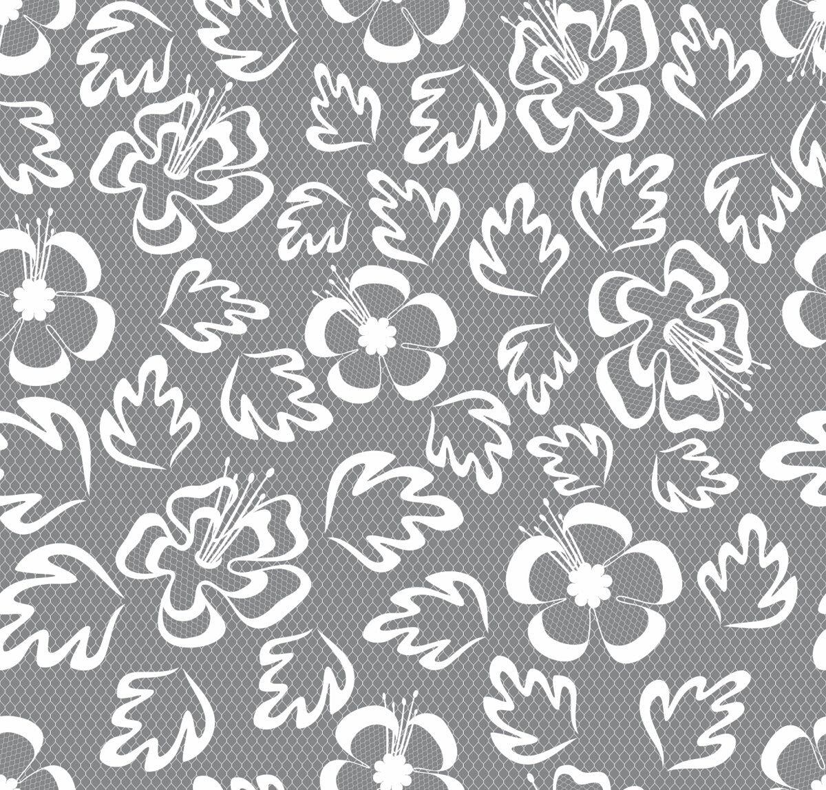 Modern Grey Floral Sketch Stretch Ceiling – Minimal Botanical Design