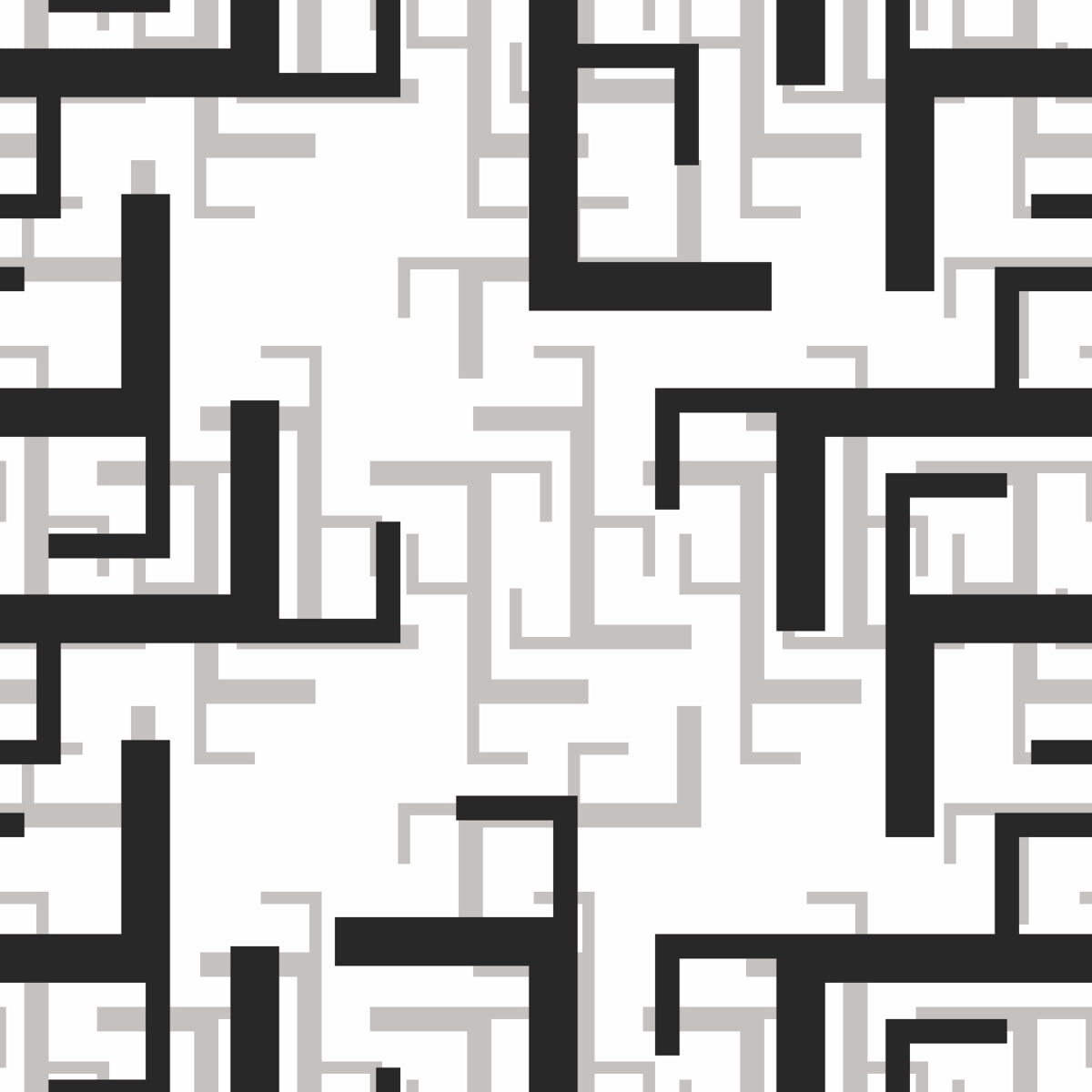 Modern Maze-Inspired Black & Grey Geometric Print