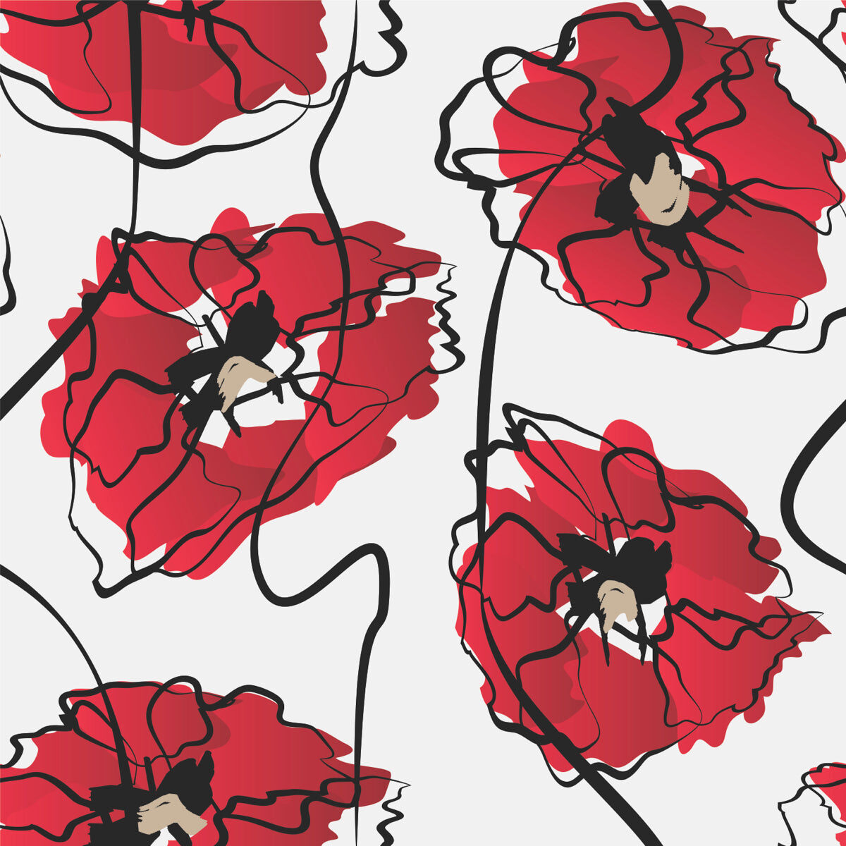 Modern Red Floral Abstract Stretch Ceiling Design