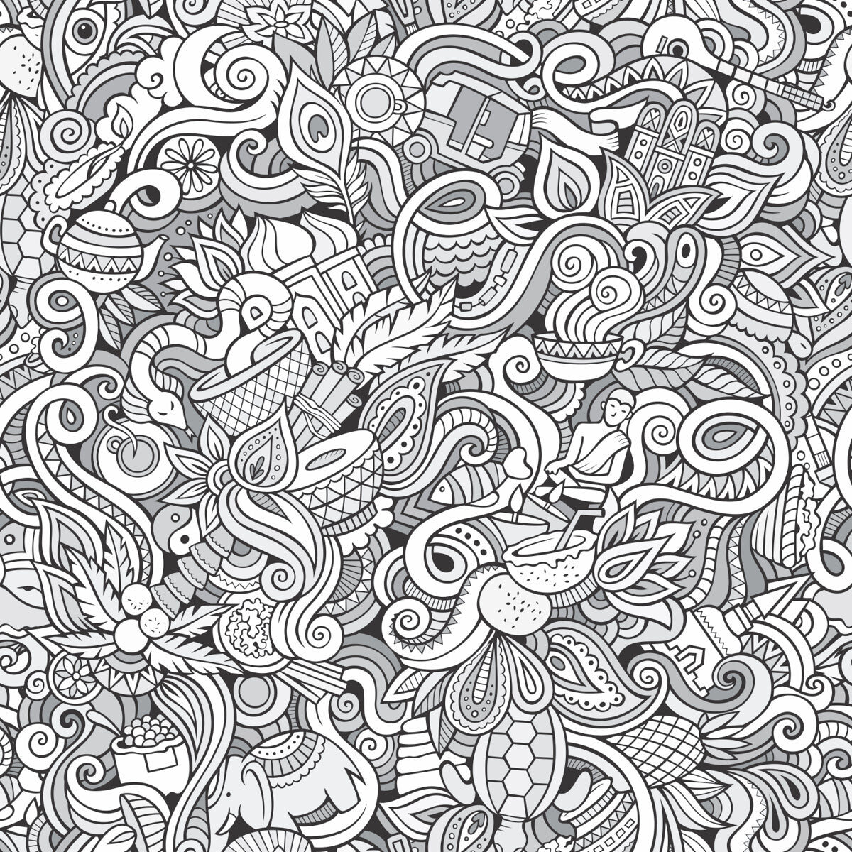 Monochrome Doodle Art Stretch Ceiling – Contemporary Pattern Panel