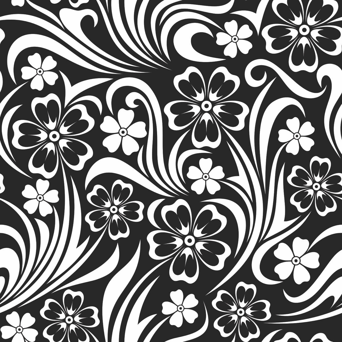 Monochrome Floral Swirl Stretch Ceiling – Bold Black & White Design
