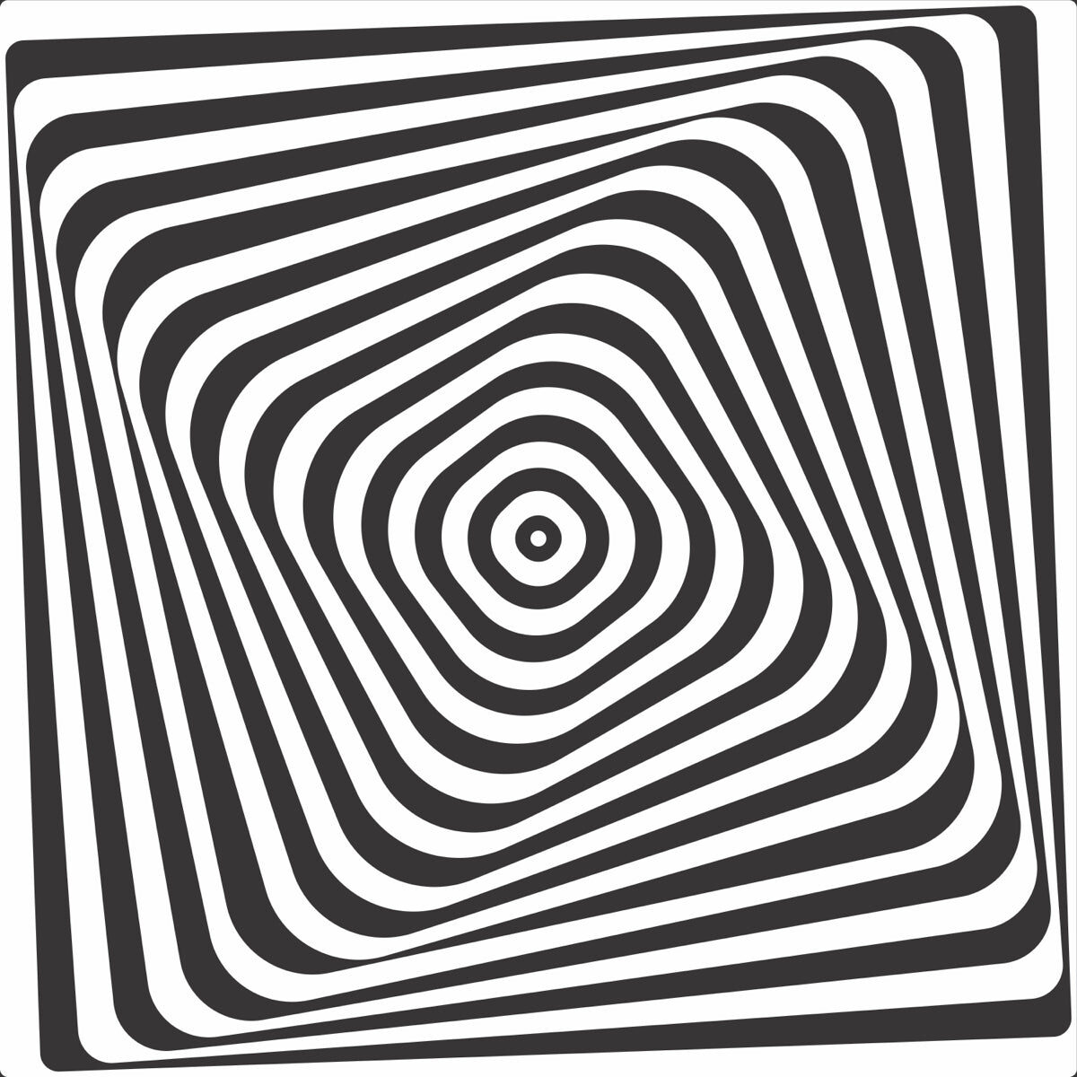 Monochrome Optical Illusion Art Print – Retro Vibes