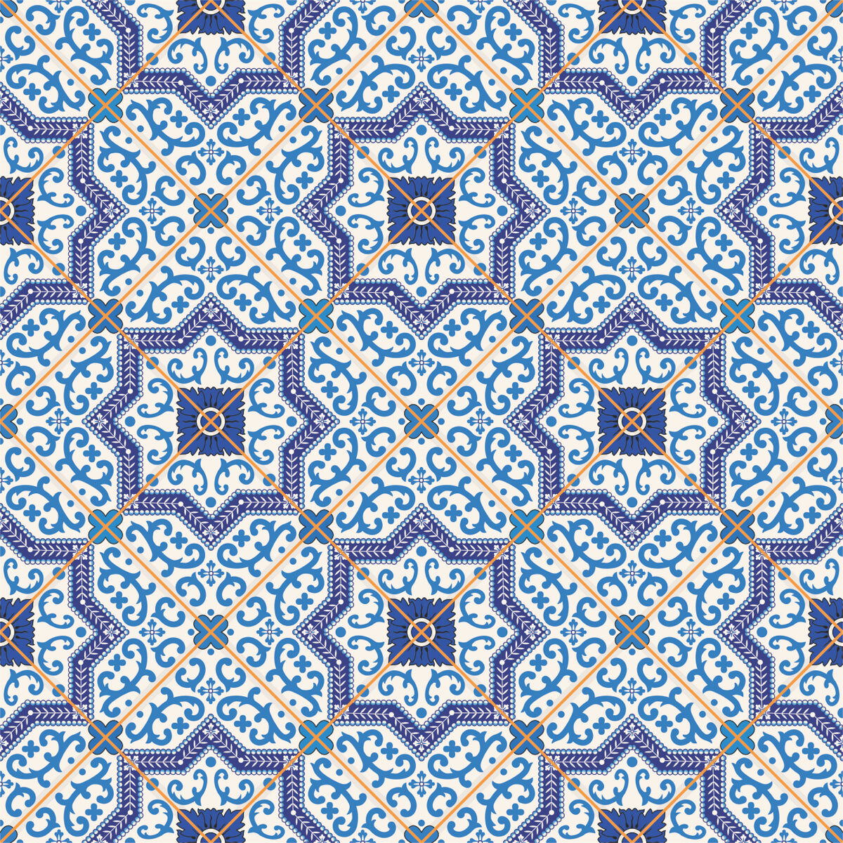 Moroccan Style Blue Geometric Tile Pattern