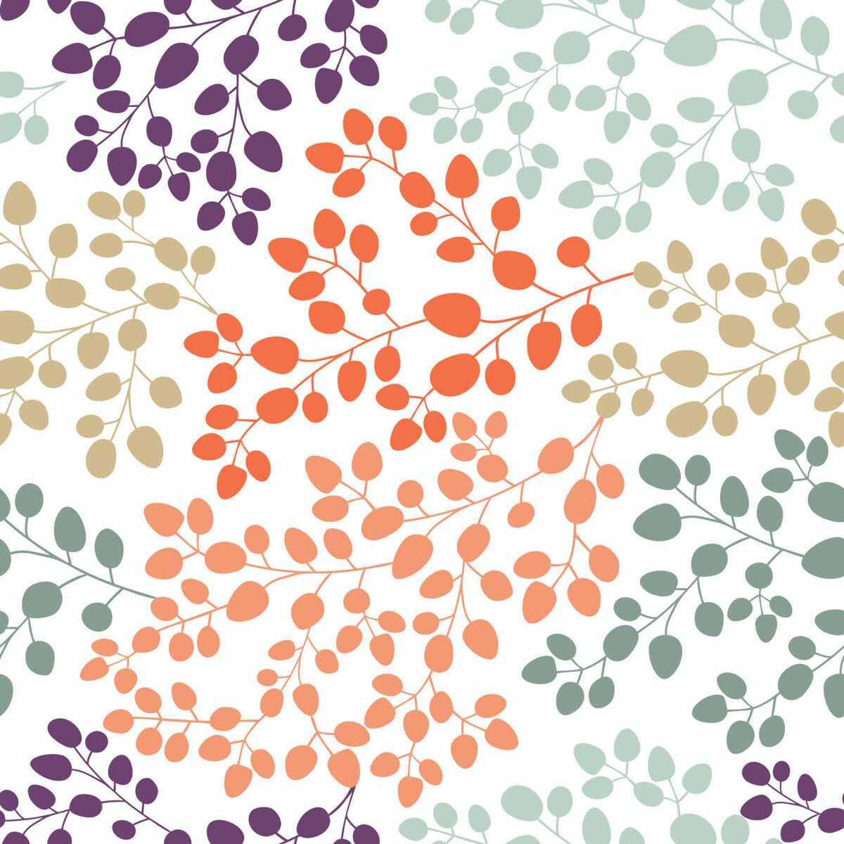 Multicolor Leaf Branches Nature Print Pattern