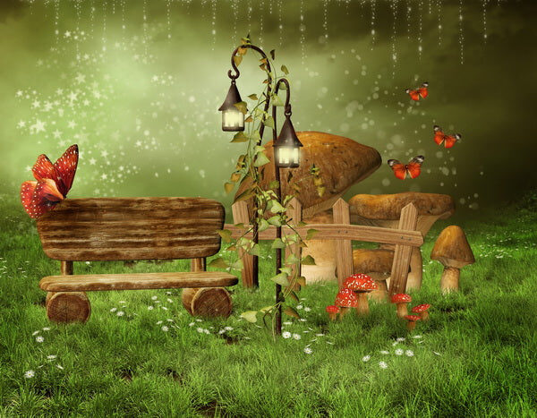 Mystical Forest Bench at Twilight