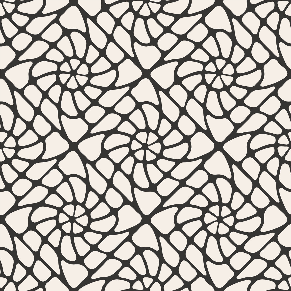 Organic Floral Spiral Pattern in Black & White