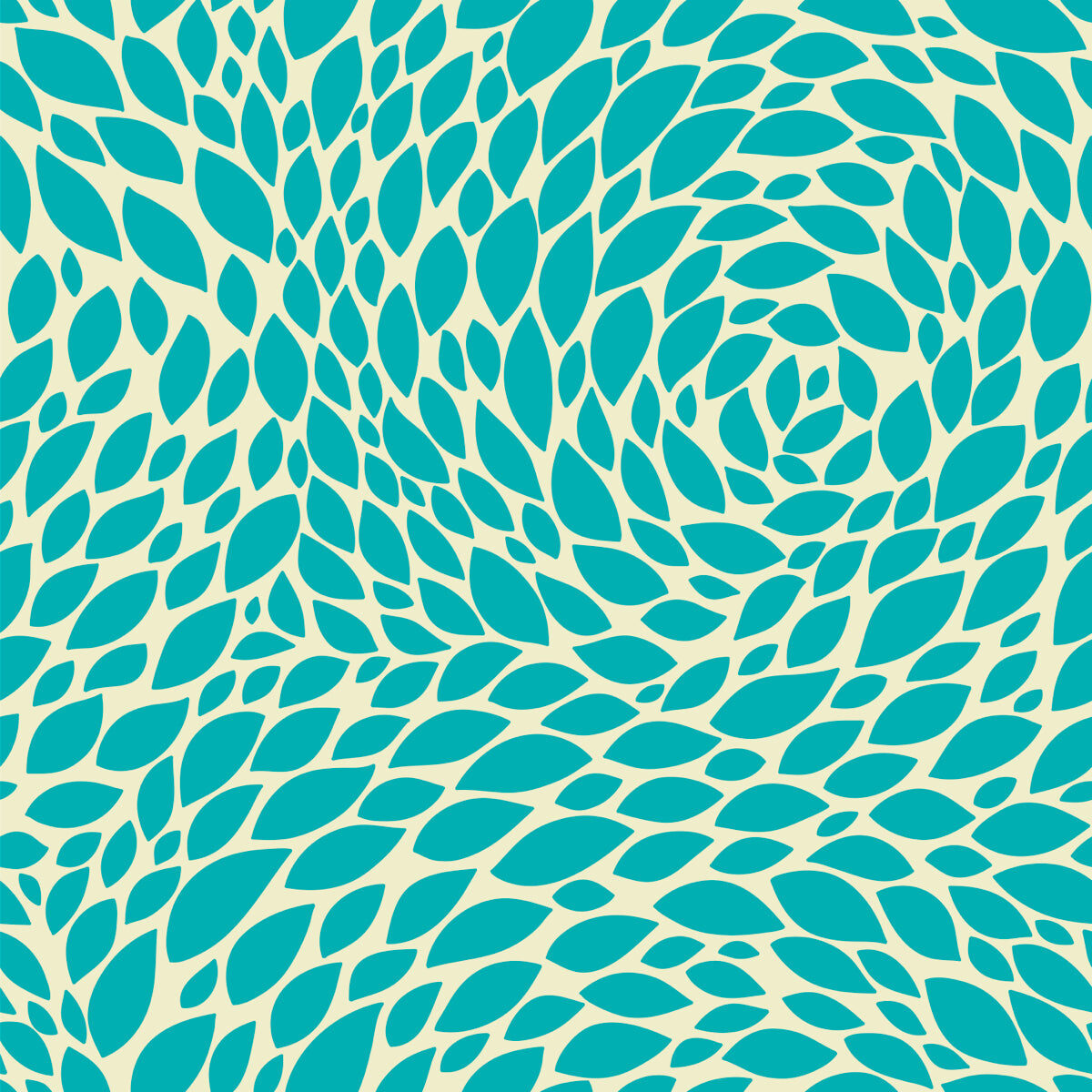 Organic Leaf Spiral Pattern in Teal and Beige