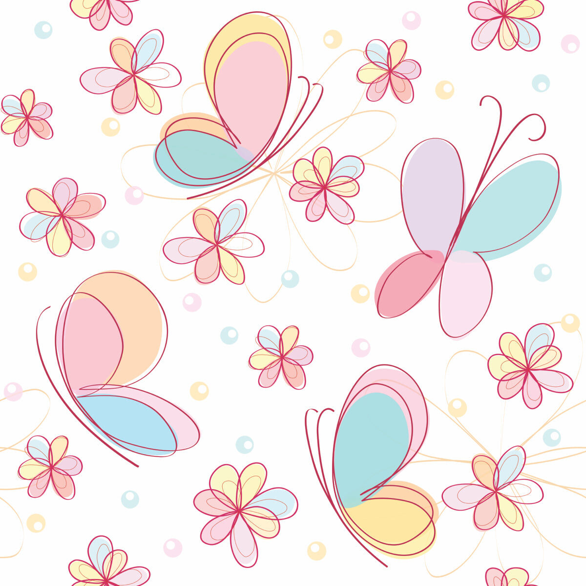 Pastel Butterfly Floral Stretch Ceiling Design