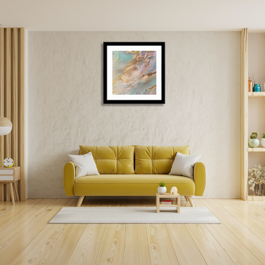 Pastel Cloudburst Abstract Canvas with Gold Leaf