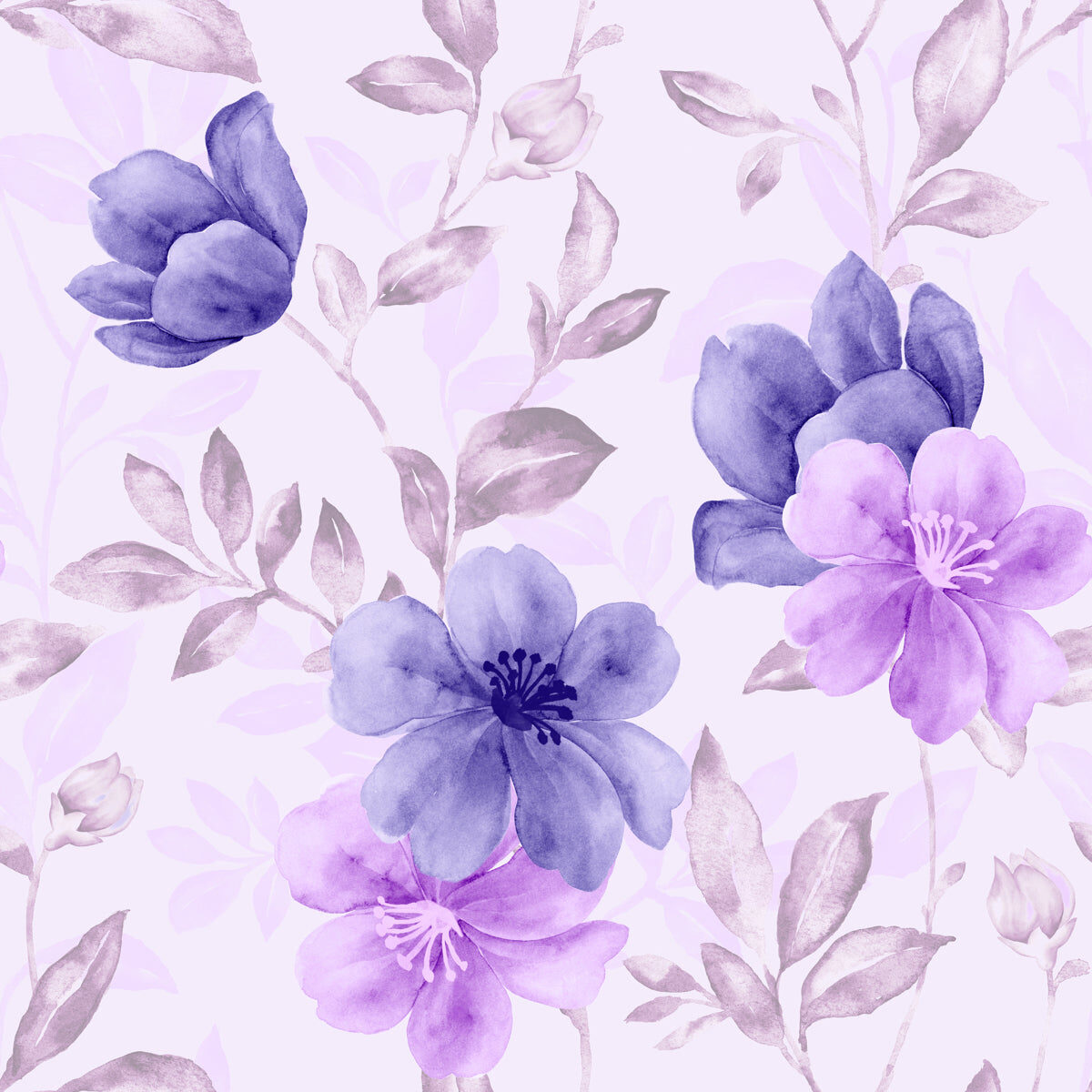 Pastel Purple Floral Watercolor Wall Panel
