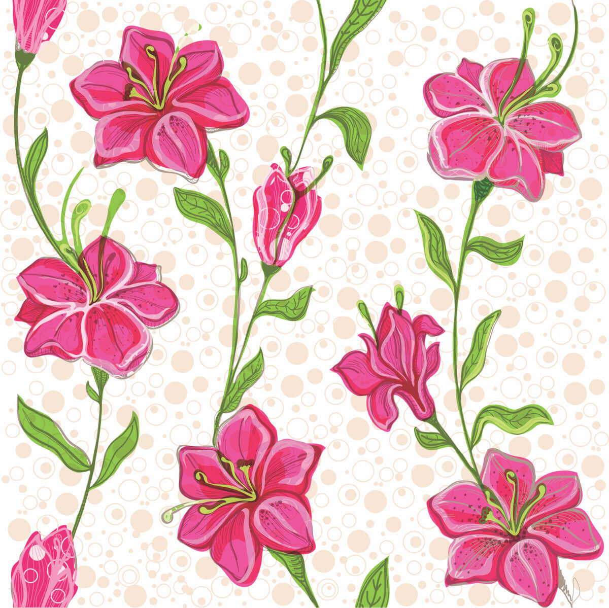 Pink Floral Illustration – Elegant Decorative Pattern