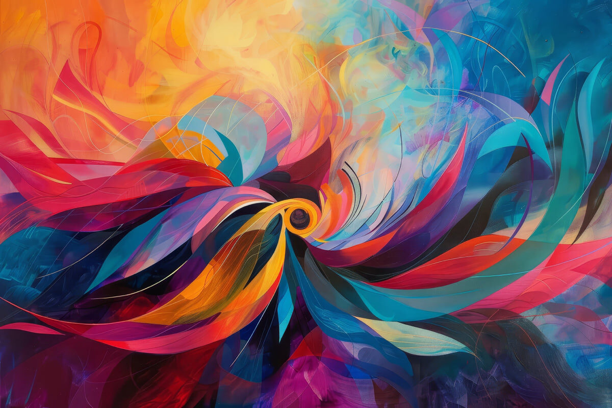Radiant Bloom Abstract Swirl in Vivid Tones
