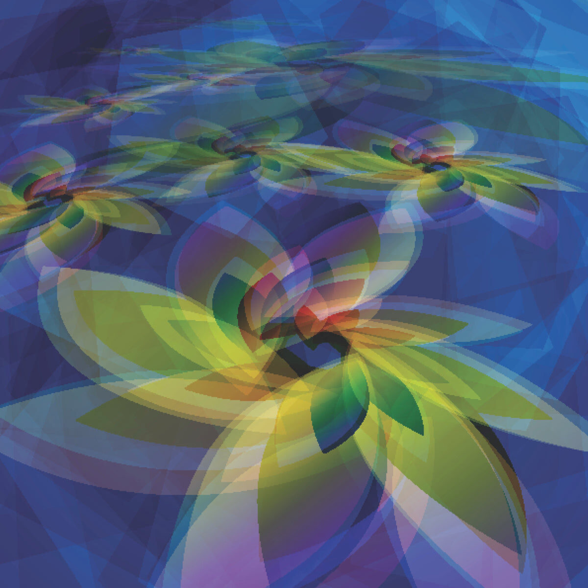 Radiant Overlapping Petals on Blue Backdrop
