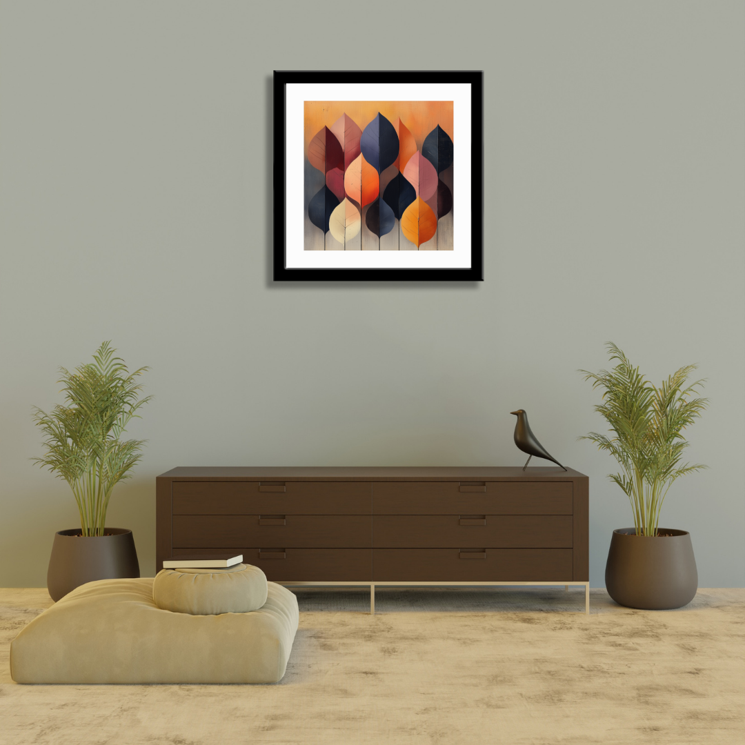 Rustic Autumn Leaf Pattern on Wooden Panels