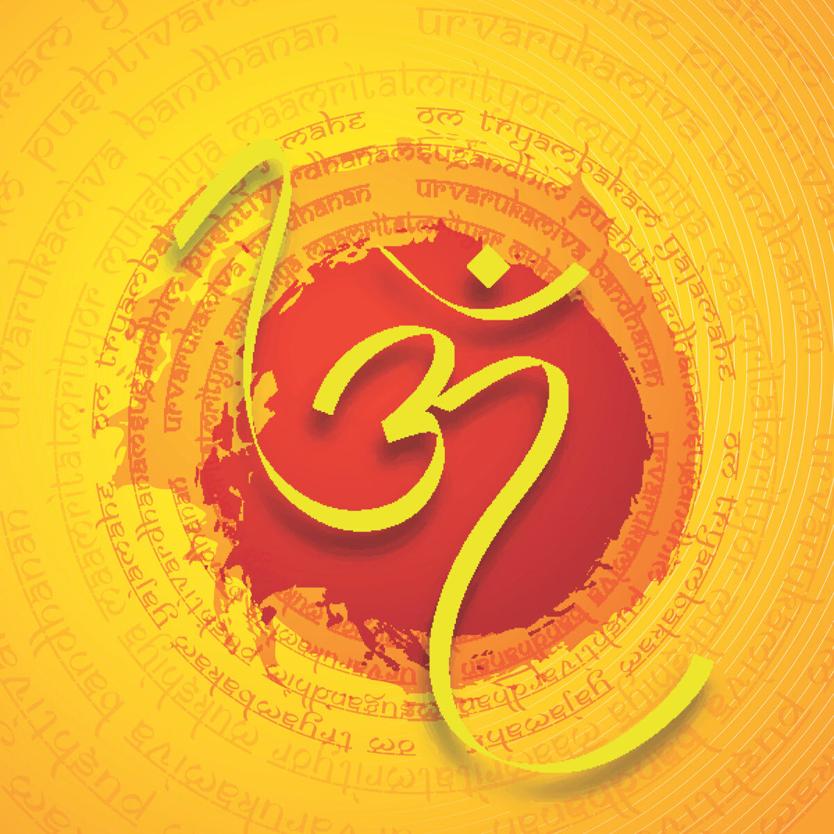 Sacred Om Symbol with Sanskrit Mantra Design