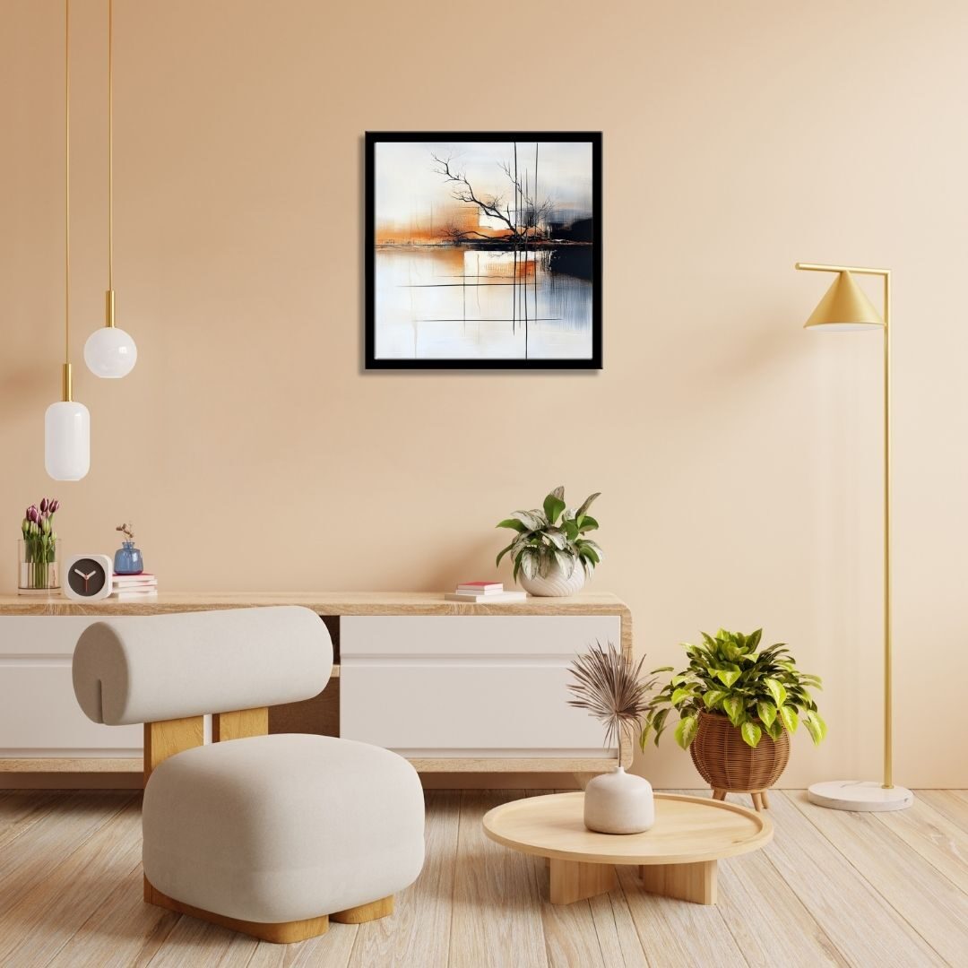 Serene Abstract Landscape Wall Art – Modern Framed Painting