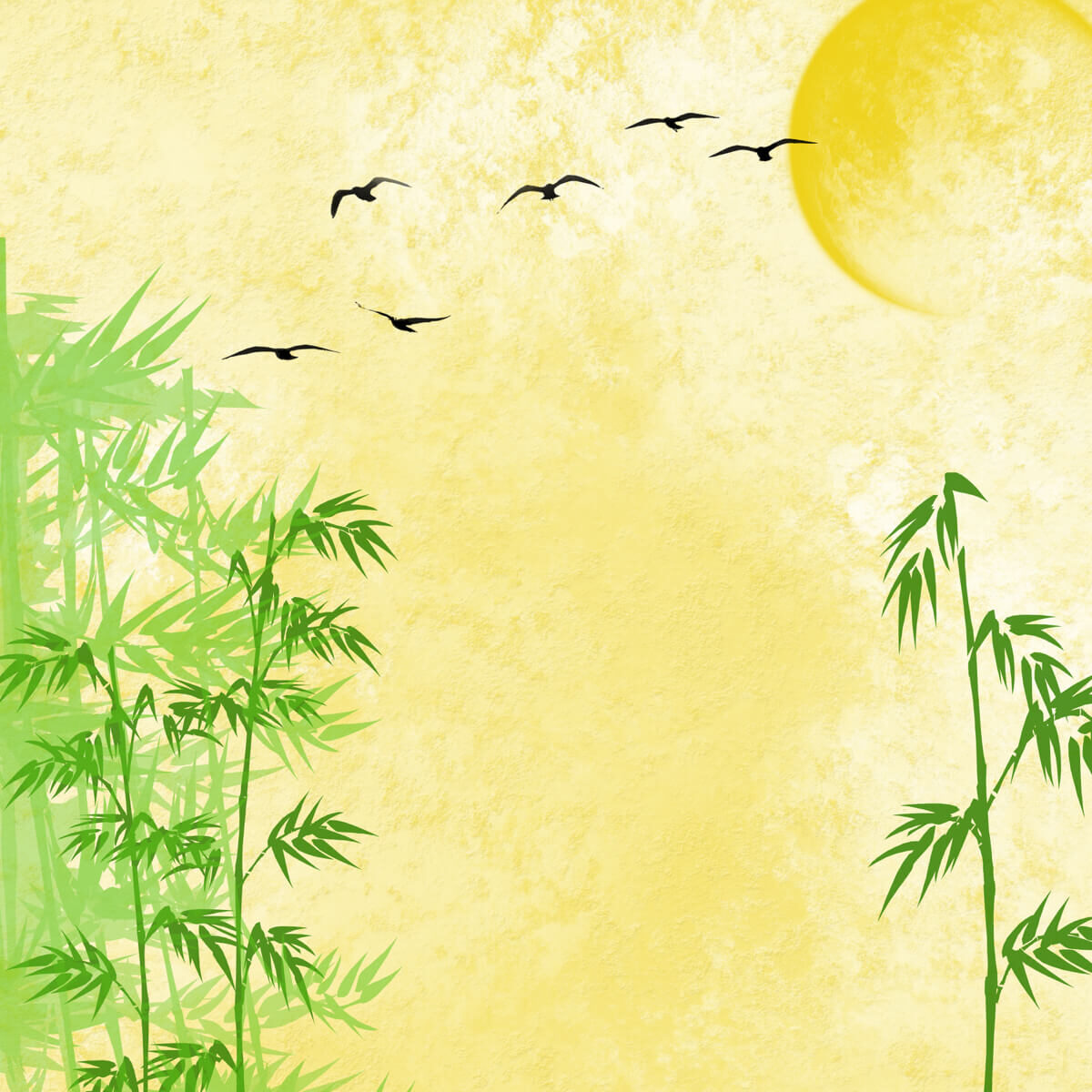 Serene Bamboo Landscape in Yellow