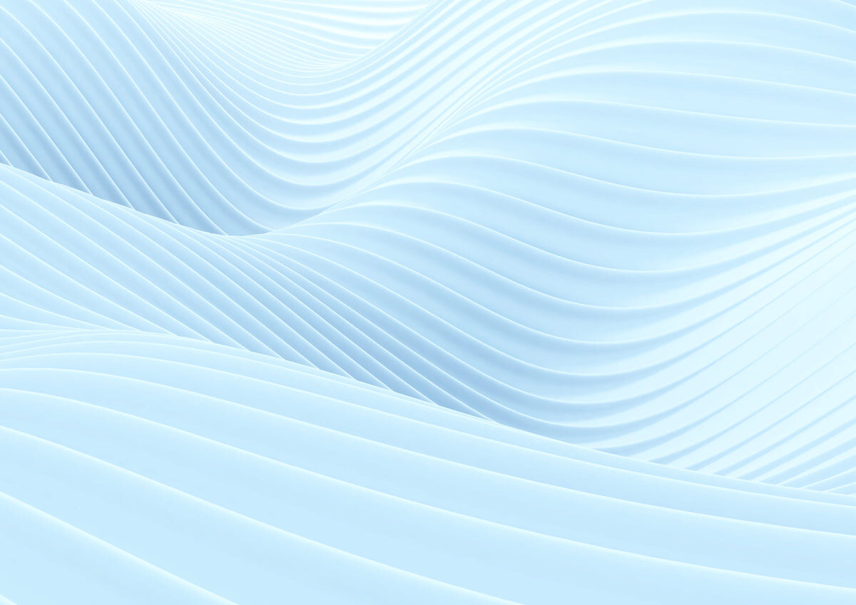 Serene Wave Blue Stretch Ceiling – Minimal 3D Flow Design
