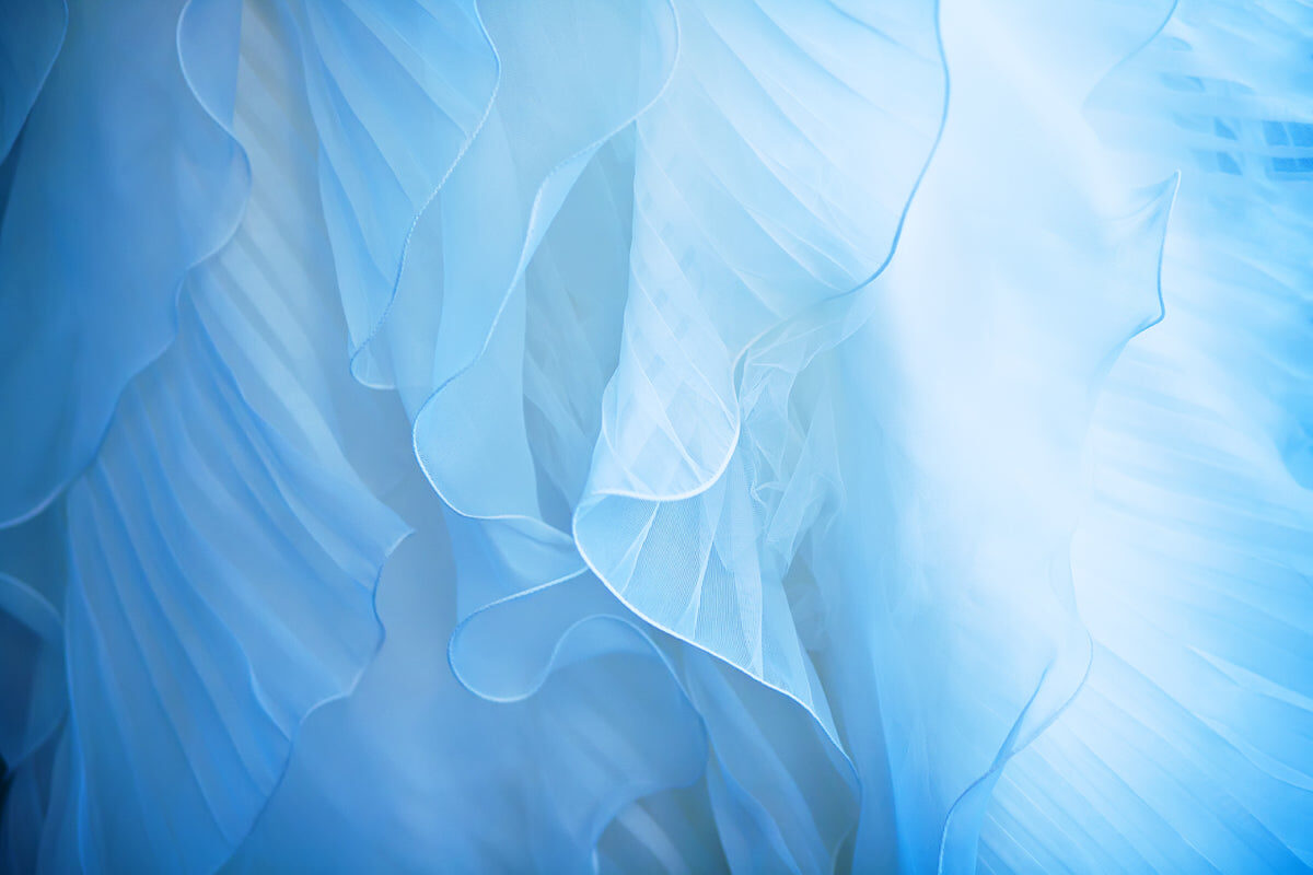 Soft Blue Organza – Sheer Pleated Texture
