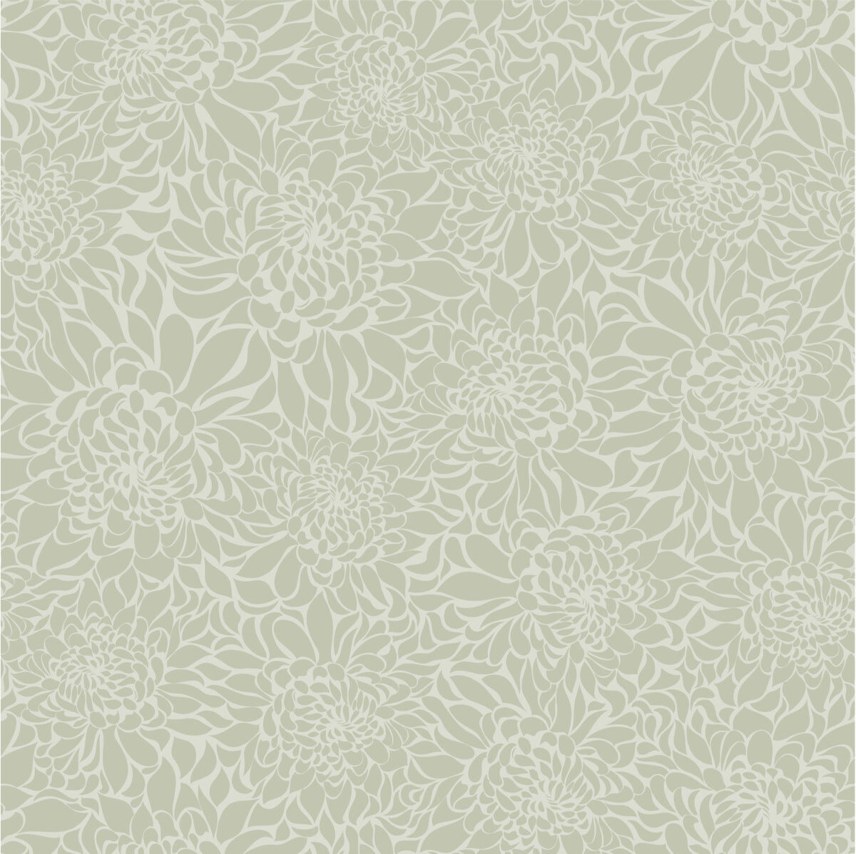 Soft Sage Floral Stretch Ceiling – Elegant Botanical Pattern